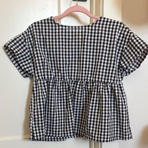 SHEIN Black and White Checkered Blouse
